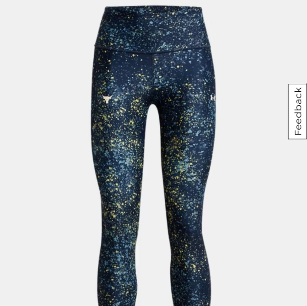 Under Armour Project Rock Heat Gear Speckled Black and Blue Leggings